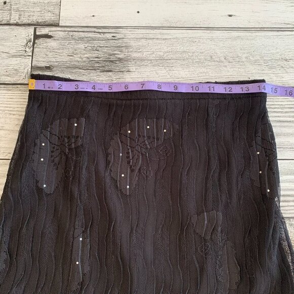 Joseph Ribkoff Vintage Union Made Floral Sheer Mesh Rhinestone Embellished Skirt - Picture 10 of 12